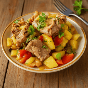 Свиная лопатка с овощами